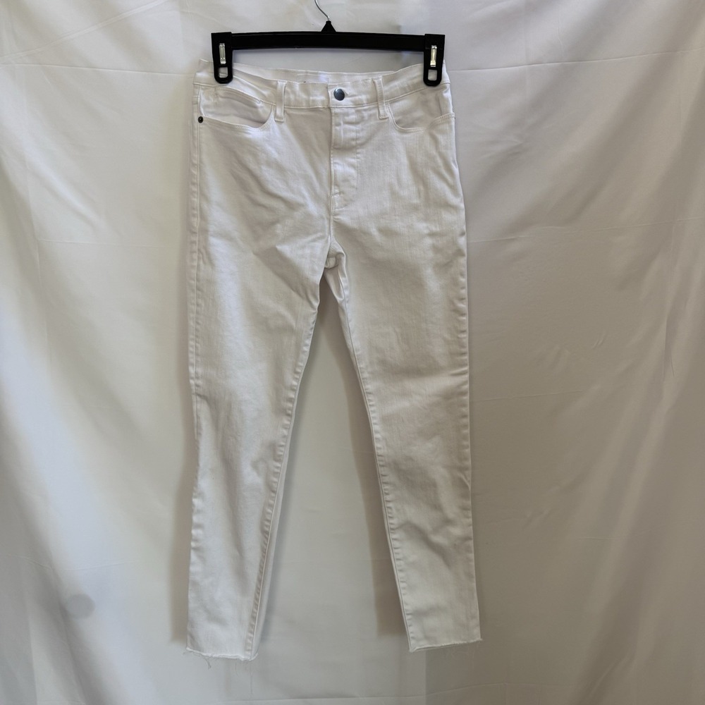 Frame White Denim Jean Raw Hem Sz 30 Le High Skinny USA Minimalist Coastal Clean